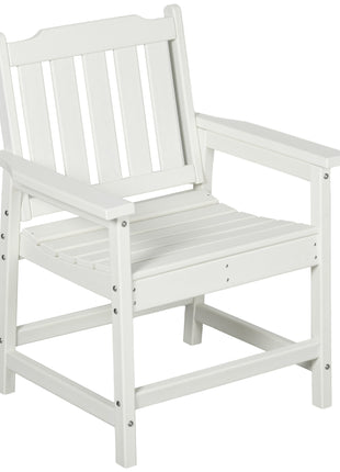 All-Weather Patio Chair, HDPE Patio Dining Chair, Heavy Duty Wood-Like Outdoor Furniture for Garden, Backyard, Deck, Porch, Lawn, White