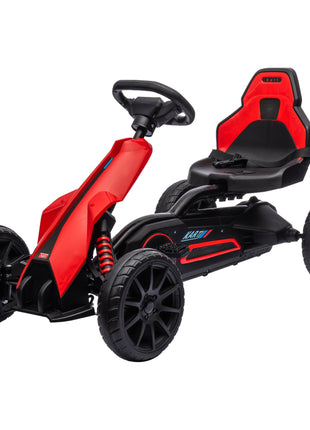 Kids Pedal Go Kart W/ Adjustable Seat, Swing Axle, Red