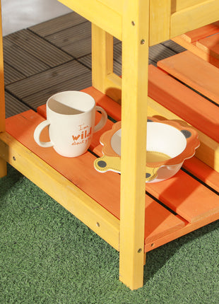 Mud Kitchen for Kids Outdoor Kitchen Playset w/ Realistic Kitchen Toys, Faucet Sink Storage Shelves for Ages 3-8 Years
