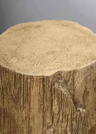 17" Tall Tree Stump End Table, Concrete Sofa Side Table for Indoor and Outdoor Use, Garden Stool