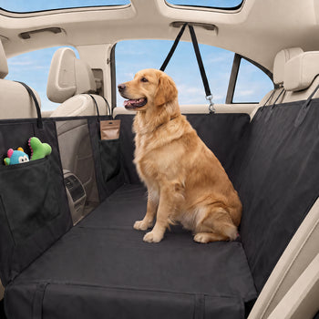 Dog Car Seat Cover for Back Seat, Hard Bottom Back Seat Extender, Waterproof Dog Hammock for Car & SUV, 58"L, Black