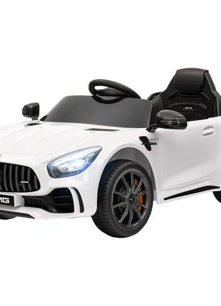 Mercedes-Benz AMG GTR Licensed 12V Battery Powered Kids Electric Car w/ Remote Control & Soft Start, White