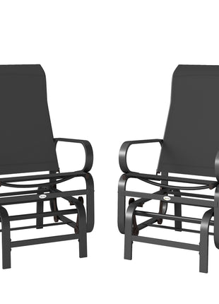 Gliding Lounger Chair Set of 2, Single Rockers with Lightweight Metal & Mesh Construction, Black