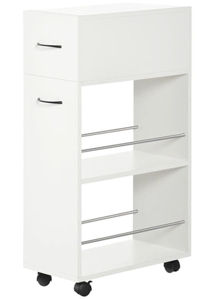 3- tier Slim Storage Cart, Rolling Narrow Kitchen Cart on Wheels for Small Place, Slide Out Side Utility Cart for Bathroom, Laundry