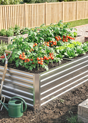 Galvanized Raised Garden Bed, Steel Outdoor Planters with Reinforced Rods, 71" x 36" x 23", Silver