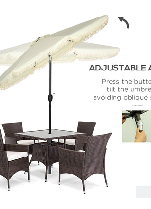 9 ft Cantilever Umbrella with Push Button Tilt and Crank Tassles and 8 Ribs Shade Umbrellas for Garden