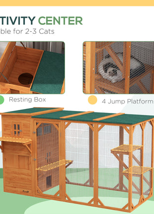 Large Outdoor Cat House for 3 Kitties, Multi-Level Design with Big Hiding Areas 2 Stories & Multiple Platforms Cat Condo