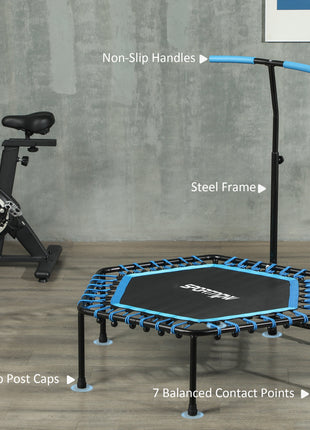 45" Rebounder Trampoline for Adults, Quiet Bungee Rebounder with LED Lights and Adjustable Handle, Blue