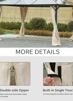 9.84' x 9.84' Gazebo Sidewall Set with Hooks/C-Rings, Beige