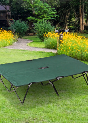 2 Person Folding Camping Cot for Adults, 50" Extra Wide Outdoor Portable Sleeping Cot with Carry Bag, Elevated Camping Bed, Beach Hiking, Green