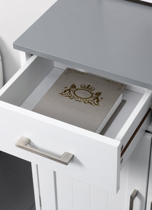 Bathroom Floor Cabinet, Freestanding Linen Cabinet, Storage Cabinet with 2 Drawers, Double Doors, Adjustable Shelf, White