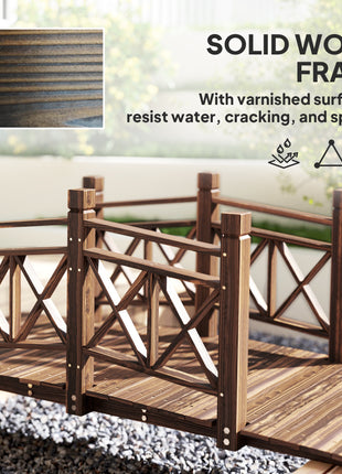 5 ft. Wooden Garden Bridge Footbridge for Backyard Ponds, Creeks, Streams, Carbonized