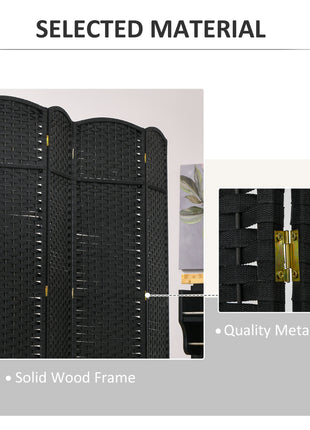 Folding Room Divider Screen 4 Panel 5.6 ' Tall Privacy Screen Freestanding Room Partition for Home Office, Black