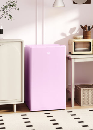 3.2 Cu.Ft Mini Fridge with Freezer, Single Door Compact Refrigerator with Adjustable Thermostat, Reversible Door, Pink