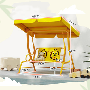 Kids Patio Swing Chair with Adjustable Canopy, Safety Belt for Patio, Garden, Poolside, Balcony, Yellow