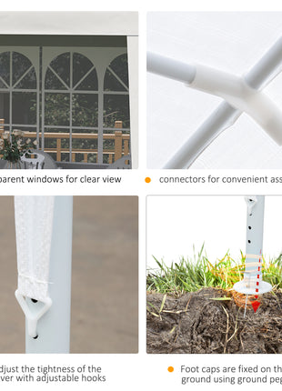 Large 20' x 10' Gazebo Canopy Party Tent with 4 Removable Window Side Walls, Outdoor Events - White
