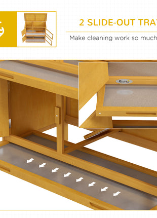 Wooden Bunny Hutch with Ramp, Indoor/Outdoor, Yellow