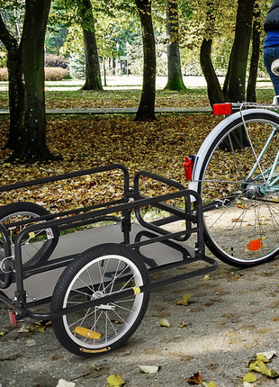Bike Trailer, Foldable Bicycle Trailer with16 Inch Pneumatic Tire, Universal Coupler, Foldable Frame and Safe Reflectors Design, Large Load Capacity, Black