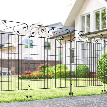 Garden Fence, 4 Pack Steel Fence Panels, 11.5' L x 56" H, Rust-Resistant Decorative Border Flower Edging