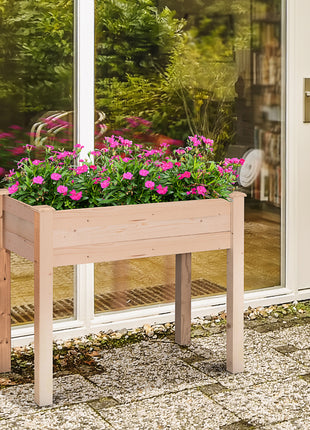 34'' Raised Garden Bed, Elevated Wooden Planter Box DIY Paint with Holes for Vegetables, Herb and Flowers Backyard Use