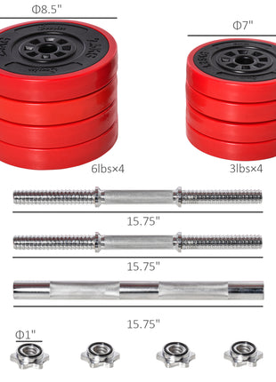 Adjustable Dumbbell Set, 44lbs Convertible to Barbell Weight Set for Home Gym Women and Men Weight Lifting Training