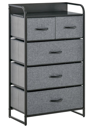 5-Drawer Dresser Tower Chest of Drawers Organizer with Steel Frame Gray