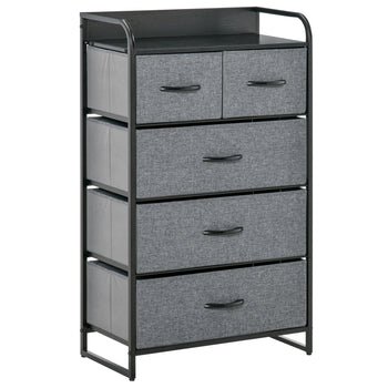 5-Drawer Dresser Tower Chest of Drawers Organizer with Steel Frame Gray