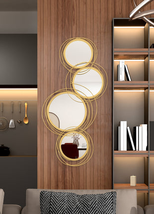 42.25" Circle Mirror for Wall, Modern Metal Wall Art for Living Room, Bedroom and Dining Room, Gold