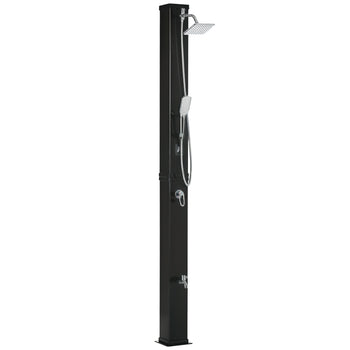 10.6 Gallons Solar Heated Shower with 360 Rotating Rainfall, Handheld Shower Head, Temperature Adjustment & Foot Shower, 2-Section Outdoor Shower for Backyard Poolside Beach Pool Spa, 7ft