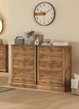 31" Wide Farmhouse Chest of Drawers with 5 Drawers, Dresser for Bedroom with Wood Top for Living Room, Brown