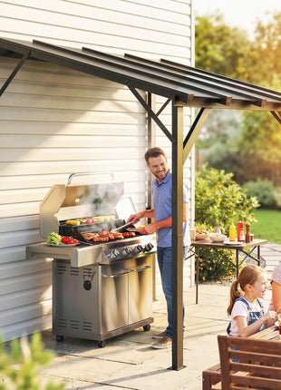 Hardtop Grill Gazebo, Lean-to BBQ Shelter with Polycarbonate Roof for Outdoor, Patio, Lawn