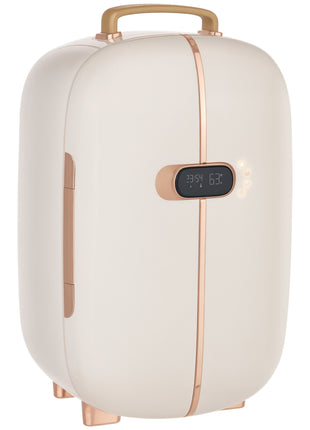 Portable Skincare Fridge with LED Display, 12L Mini Fridge for Beauty, Makeup and Cosmetics, Small Refrigerator Cooler for Bedroom, Home Office, Desktop, White