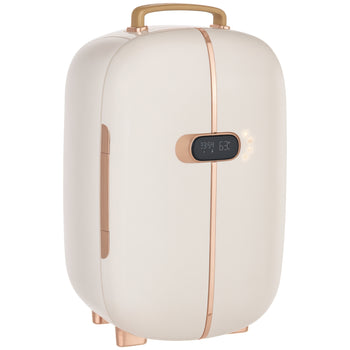 Portable Skincare Fridge with LED Display, 12L Mini Fridge for Beauty, Makeup and Cosmetics, Small Refrigerator Cooler for Bedroom, Home Office, Desktop, White