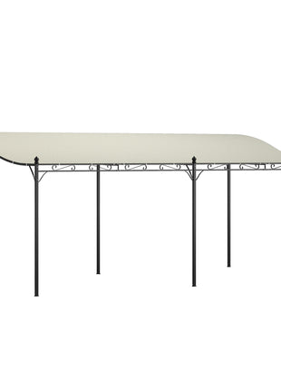 10' x 20' Wall-Mounted Outdoor Pergola Canopy, Metal Patio Canopy with Drainage Holes for Backyard Garden, Cream White