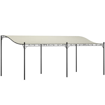 10' x 20' Wall-Mounted Outdoor Pergola Canopy, Metal Patio Canopy with Drainage Holes for Backyard Garden, Cream White