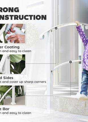 1-3 Step Metal Handrails for Outdoor Steps, Porch Deck Stair Railing with Installation Kit for Concrete Steps, White