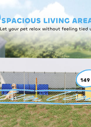 20' x 7.5' x 6.5' Dog Kennel Outdoor for Small Medium Large Dogs with Waterproof Roof, Silver