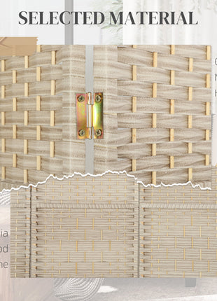 Folding Room Divider Screen 4 Panel 6' Tall Privacy Screen Freestanding Wood Partition for Home Office, Washed Oak