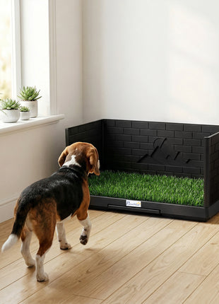 Dog Grass Pad with High Walls and Tray, Indoor Potty Tray for Puppy Training, Pee Pad Holder with Artificial Grass
