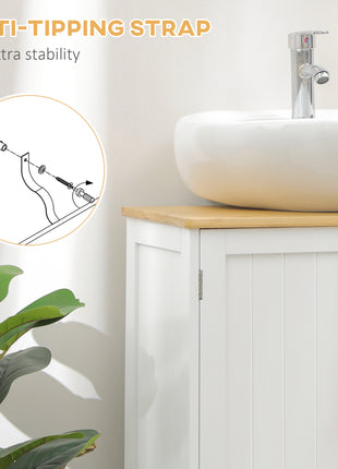 Bathroom Vanities Under Sink Storage Cabinet Cupboard with 2 Doors, 23.5" x 11.75" x 24", White