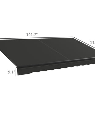 12' x 10' Retractable Awning, 280gsm UV Resistant Sunshade Shelter for Deck, Balcony, Yard, Dark Gray
