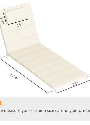Foldable Chaise Lounge Cushion Set of 2, Outdoor Lounge Chair Cushion Set, UPF50+ 230gsm Olefin, 80" x 26" Cream White