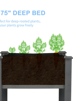 48" Raised Garden Bed, Elevated Wooden Planter Box with Holes for Vegetables, Herb, Flowers for Backyard, Dark Gray