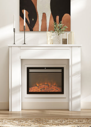 Modern Fireplace Mantel, Freestanding Fireplace Surround with Leg for Electric Fireplaces, 44.7" W x 40" H, White