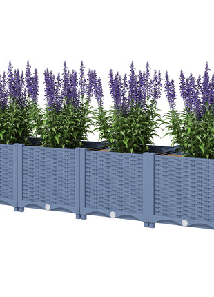 Plastic Raised Garden Bed, 5 x 1 x 1 ft Outdoor Flower Box with Drainage Holes for Vegetables, Herbs, Blue