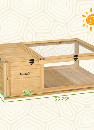 Wooden Reptile Cage with Top Access for Turtles, Lizards, Snakes, Yellow