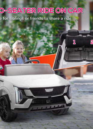 2-Seater 12V 10AH Ride on Truck, Cadillac Escalade Licensed Electric Car for Kids w/ Spring Suspension Wheels, White