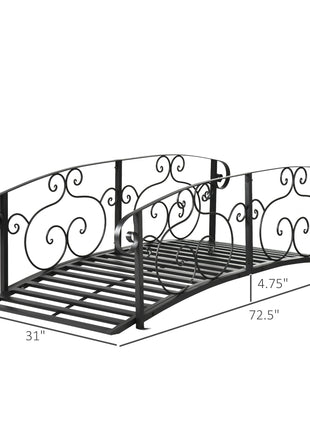 6' Metal Arch Backyard Garden Bridge, Safety Siderails, Arc Footbridge for Backyard Creek, Stream, Pond