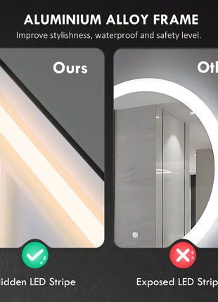 Dimmable Bathroom Mirror with Lights, 37" x 35" Backlit LED Mirror w/ Anti-Fog, Memory & Infinite Color Temperature