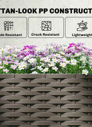 3PCS Plastic Planter Box with Trellis, Self-Watering Raised Garden Bed with Trellis and Automatic Watering Timer Kit